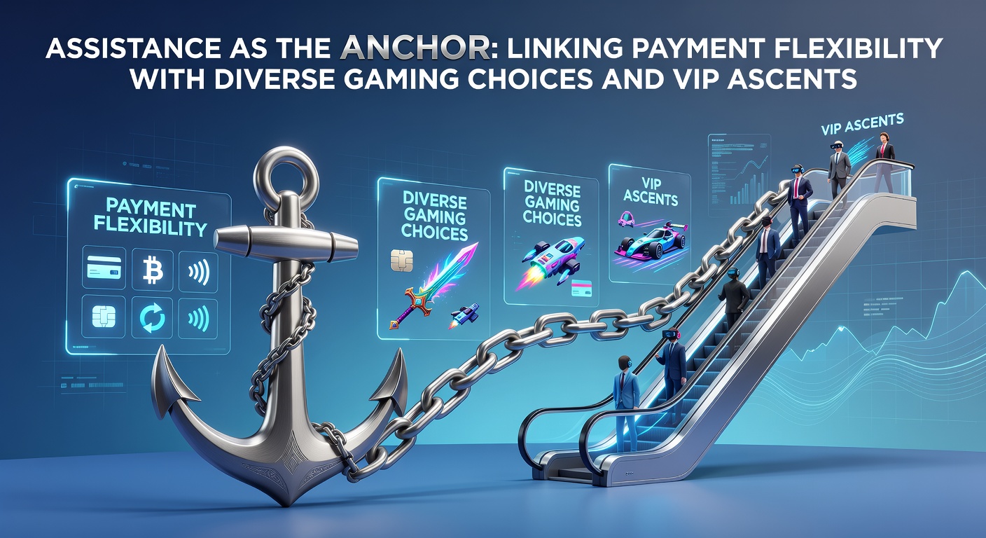 Illustration of players advancing through VIP tiers with support assistance linking payments to multiple game types