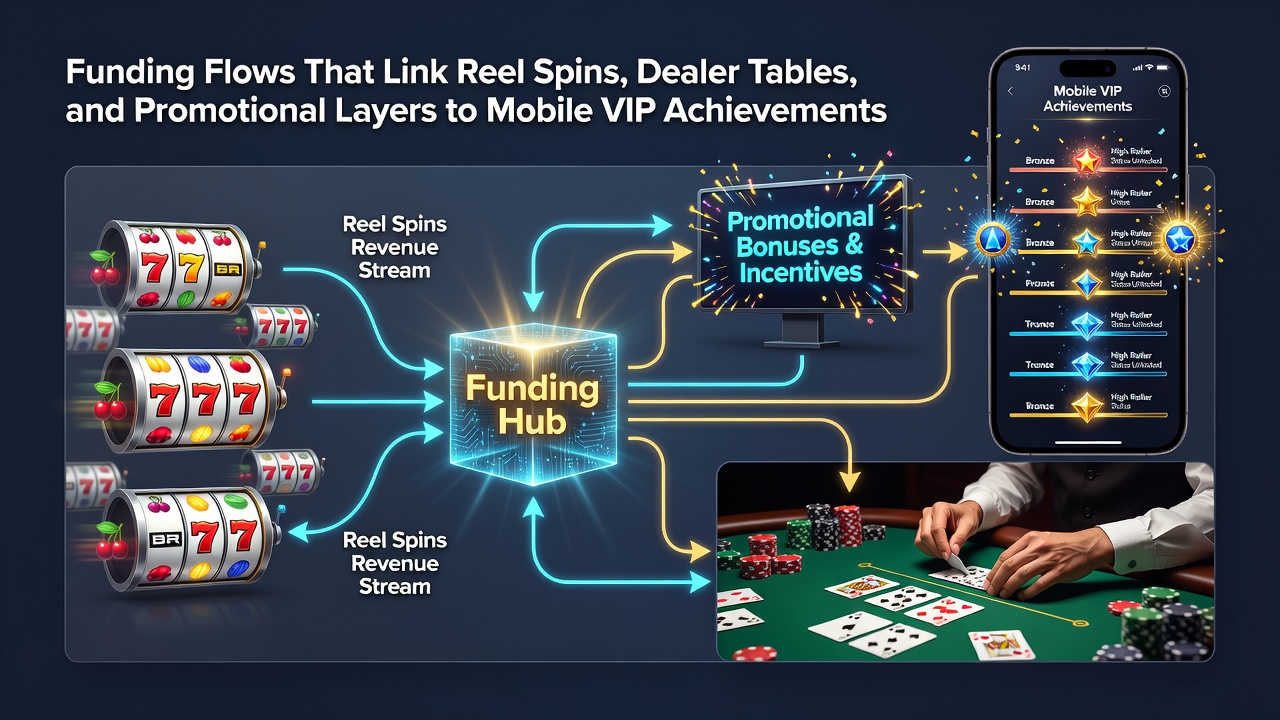 Mobile app screenshot displaying VIP tier progress alongside active slot and table game sessions