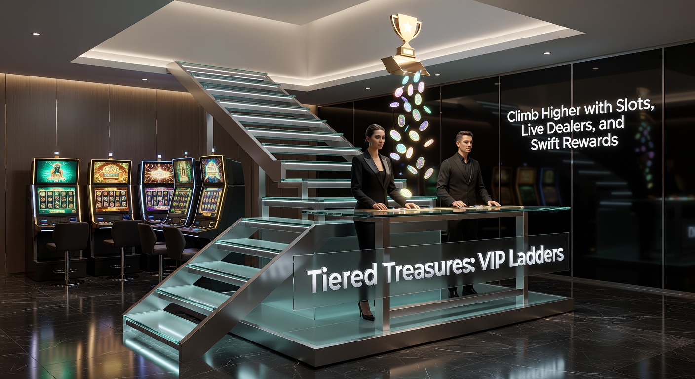 Close-up of a live dealer at a blackjack table integrated into a VIP rewards interface, with tier badges, swift payout notifications, and slot thumbnails in the background